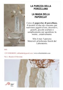 Volantino per Corsi di paperclay di porcellana 2025 a Ravenna